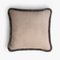 Happy Pillow Soft Velvet Cushion with Cappuccino Grey Fringes by Lorenza Briola for Lo Decor 1