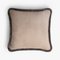 Happy Pillow Soft Velvet Cushion with Cappuccino Grey Fringes by Lorenza Briola for Lo Decor, Image 1