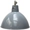 Large Mid-Century Industrial Gray Enamel Ceiling Lamp 1