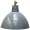 Large Mid-Century Industrial Gray Enamel Ceiling Lamp, Image 1