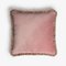 Happy Pink Velvet Cushion with Multi-Colored Fringe by Lorenza Briola for LO DECOR, Image 1