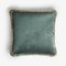 Happy Teal Velvet Cushion with Multi-Colored Fringe by Lorenza Briola for LO DECOR 1