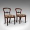 Antique English Victorian Walnut Buckle Back Dining Chairs, Set of 2 1