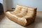 Camel Brown Leather Togo Sofa Chair & Pouf Set by Michel Ducaroy for Ligne Roset, 1970s, Set of 2 10
