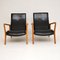 Vintage Leather Armchairs in the Manner of Vladimir Kagan, 1960s, Set of 2 3