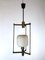 Brass and Opaline Glass Pendant Lamp from Stilnovo, 1950s 1