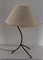 Vintage Black Iron Tube Table Lamp with Brass Ball Feet & Fabric Shade, 1960s 2
