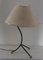 Vintage Black Iron Tube Table Lamp with Brass Ball Feet & Fabric Shade, 1960s, Image 2