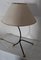 Vintage Black Iron Tube Table Lamp with Brass Ball Feet & Fabric Shade, 1960s 3