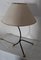 Vintage Black Iron Tube Table Lamp with Brass Ball Feet & Fabric Shade, 1960s, Image 3