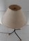 Vintage Black Iron Tube Table Lamp with Brass Ball Feet & Fabric Shade, 1960s 4