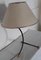 Lampada da tavolo tubolare vintage in ferro nero con paralumi in ottone e paralume in stoffa, anni '60, Immagine 1
