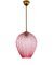 Lampe à Suspension en Verre Murano Rose, 1960s 1