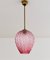 Lampe à Suspension en Verre Murano Rose, 1960s 7