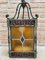 Wrought Iron and Stained Glass Ceiling Lantern Lamp , 1950s 9