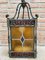 Wrought Iron and Stained Glass Ceiling Lantern Lamp , 1950s, Image 9