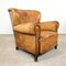 Antique Cognac Colored Sheep Leather Armchair, Image 1