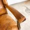 Antiker Cognacfarbener Schafsleder Sessel mit Abgenutzten Armlehnen 12