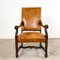 Antique Cognac Colored Sheep Leather Armchair with Carving, Image 5