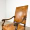 Antique Cognac Colored Sheep Leather Armchair with Carving, Image 7