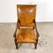 Antique Cognac Colored Sheep Leather Armchair with Carving 6