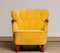 Yellow Velvet Lounge Chair with Mahogany Details, 1940s 10