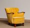 Yellow Velvet Lounge Chair with Mahogany Details, 1940s, Image 2