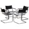 Mg5 Black Leather Dining or Office Chairs by Matteo Grassi, 1970s, Set of 4 1
