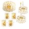 Palazzo Light Fixtures in Gilt Brass and Glass by J. T. Kalmar, 1970, Set of 7 1
