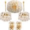Palazzo Light Fixtures in Gilt Brass and Glass by J. T. Kalmar, 1970, Set of 7 5