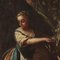 Paesaggio con figure femminili, olio su tela, scuola piemontese, 1700, Immagine 5