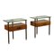 Bedside Tables with Mahogany Veneer in Brass and Glass, Italy 1960s, Set of 2, Image 1
