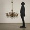 Brass and Bronze Ten Light Chandelier 2