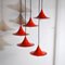 Lampade da soffitto in metallo laccato rosso di Fog & Mørup, anni '60, set di 5, Immagine 6