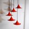 Red Lacquered Metal Cone Ceiling Lamps from Fog & Mørup, 1960s, Set of 5 6