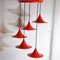 Red Lacquered Metal Cone Ceiling Lamps from Fog & Mørup, 1960s, Set of 5 1