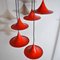 Red Lacquered Metal Cone Ceiling Lamps from Fog & Mørup, 1960s, Set of 5 4