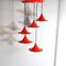 Red Lacquered Metal Cone Ceiling Lamps from Fog & Mørup, 1960s, Set of 5 10