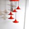 Red Lacquered Metal Cone Ceiling Lamps from Fog & Mørup, 1960s, Set of 5, Image 10