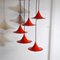 Lampade da soffitto in metallo laccato rosso di Fog & Mørup, anni '60, set di 5, Immagine 7