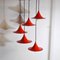 Red Lacquered Metal Cone Ceiling Lamps from Fog & Mørup, 1960s, Set of 5 7