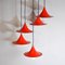 Red Lacquered Metal Cone Ceiling Lamps from Fog & Mørup, 1960s, Set of 5 8