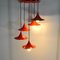 Red Lacquered Metal Cone Ceiling Lamps from Fog & Mørup, 1960s, Set of 5 9