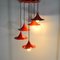 Red Lacquered Metal Cone Ceiling Lamps from Fog & Mørup, 1960s, Set of 5, Image 9