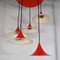 Lampade da soffitto in metallo laccato rosso di Fog & Mørup, anni '60, set di 5, Immagine 2