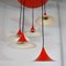 Red Lacquered Metal Cone Ceiling Lamps from Fog & Mørup, 1960s, Set of 5 2