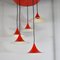 Lampade da soffitto in metallo laccato rosso di Fog & Mørup, anni '60, set di 5, Immagine 3