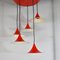 Red Lacquered Metal Cone Ceiling Lamps from Fog & Mørup, 1960s, Set of 5 3