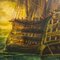 Vintage Painting of the Battle of Trafalgar Galleon, Wooden Frame 3