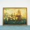 Vintage Painting of the Battle of Trafalgar Galleon, Wooden Frame 1